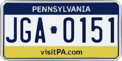 PA license plate JGA0151