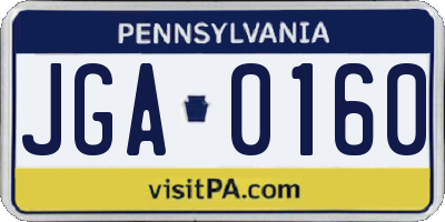 PA license plate JGA0160