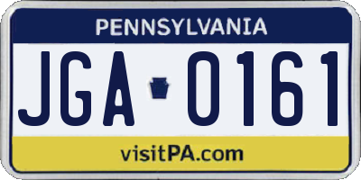 PA license plate JGA0161