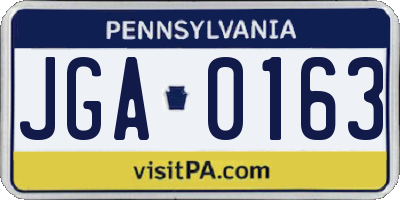 PA license plate JGA0163