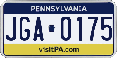 PA license plate JGA0175