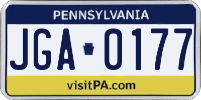 PA license plate JGA0177