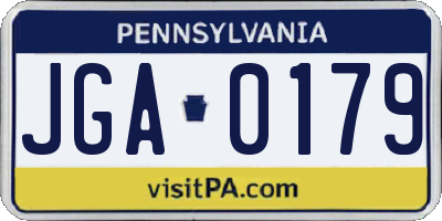 PA license plate JGA0179