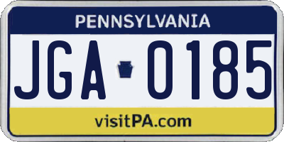 PA license plate JGA0185