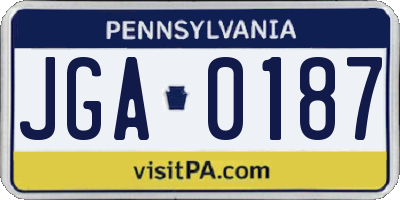 PA license plate JGA0187