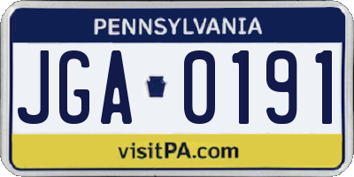 PA license plate JGA0191