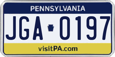 PA license plate JGA0197