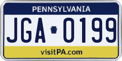 PA license plate JGA0199