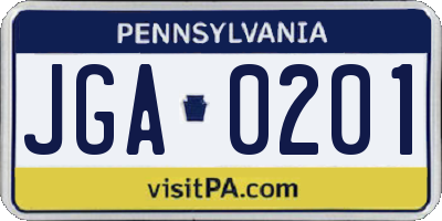 PA license plate JGA0201