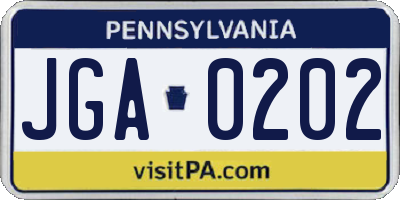 PA license plate JGA0202