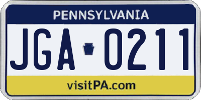 PA license plate JGA0211