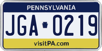 PA license plate JGA0219