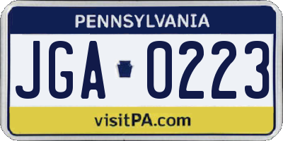PA license plate JGA0223
