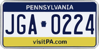 PA license plate JGA0224