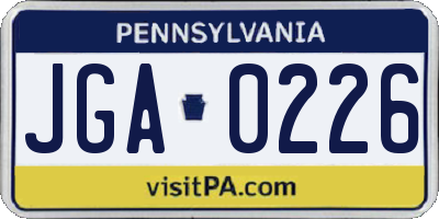 PA license plate JGA0226