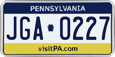 PA license plate JGA0227