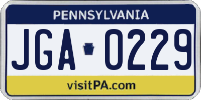 PA license plate JGA0229
