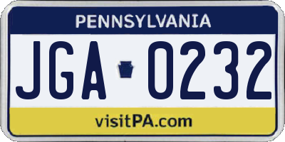 PA license plate JGA0232