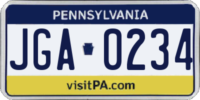 PA license plate JGA0234