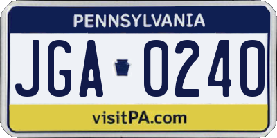 PA license plate JGA0240