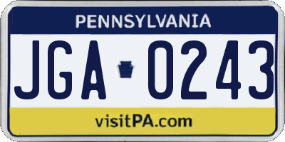 PA license plate JGA0243