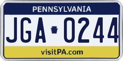 PA license plate JGA0244