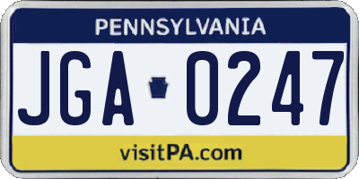 PA license plate JGA0247