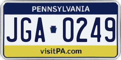PA license plate JGA0249