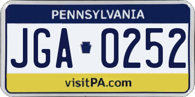 PA license plate JGA0252