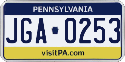PA license plate JGA0253
