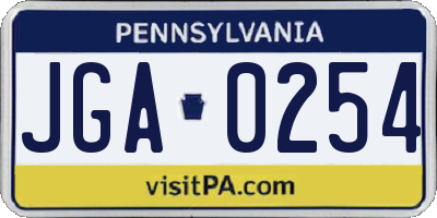 PA license plate JGA0254