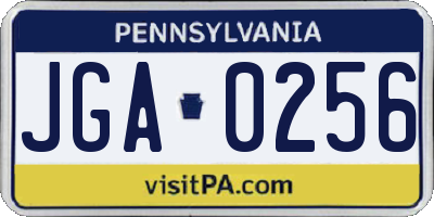 PA license plate JGA0256