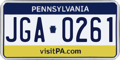 PA license plate JGA0261