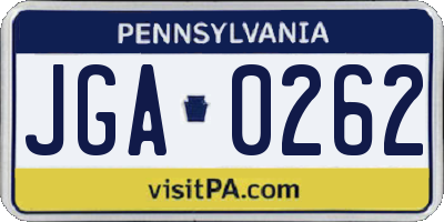 PA license plate JGA0262