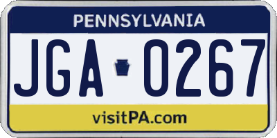 PA license plate JGA0267