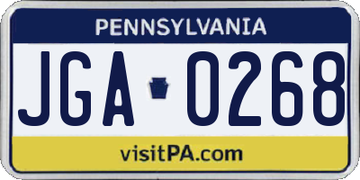 PA license plate JGA0268