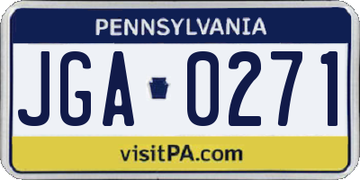 PA license plate JGA0271