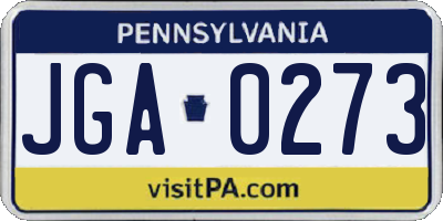 PA license plate JGA0273