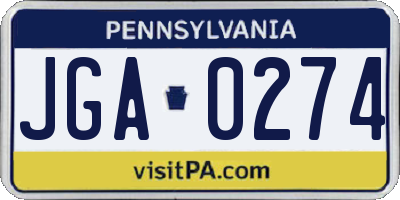 PA license plate JGA0274