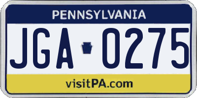 PA license plate JGA0275