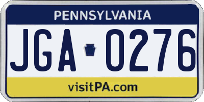 PA license plate JGA0276