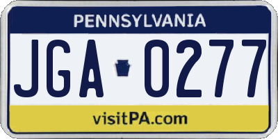 PA license plate JGA0277