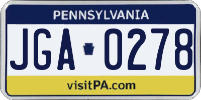 PA license plate JGA0278