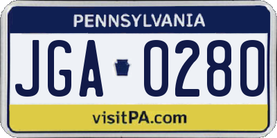 PA license plate JGA0280
