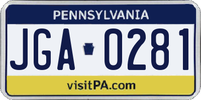 PA license plate JGA0281