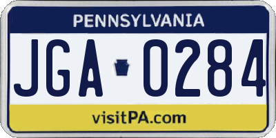 PA license plate JGA0284