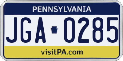PA license plate JGA0285