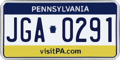 PA license plate JGA0291