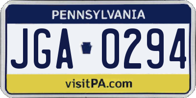 PA license plate JGA0294