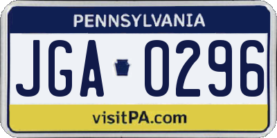 PA license plate JGA0296
